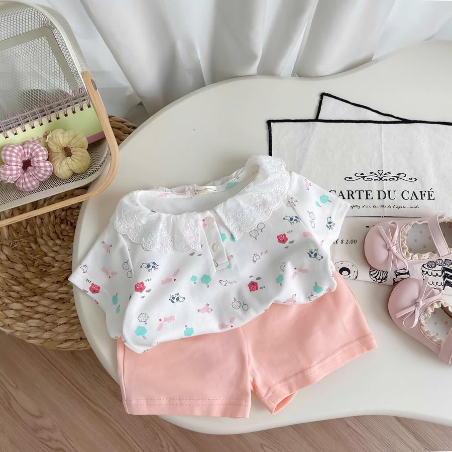 SB2339- bộ cộc tay cổ zen bé gái trắng q hồng