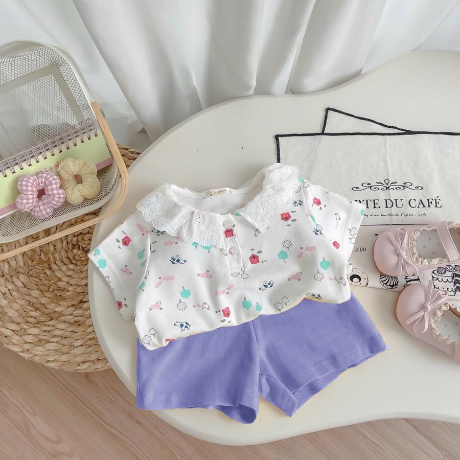 SB2339- bộ cộc tay cổ zen bé gái trắng q xanh