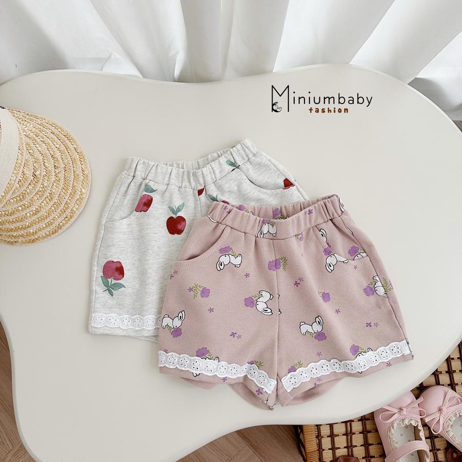 SB2444- bộ cổ sen phối ren in thỏ, hoa quần đùi