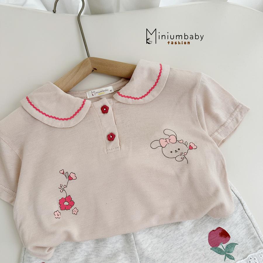 SB2444- bộ cổ sen phối ren in thỏ, hoa quần đùi