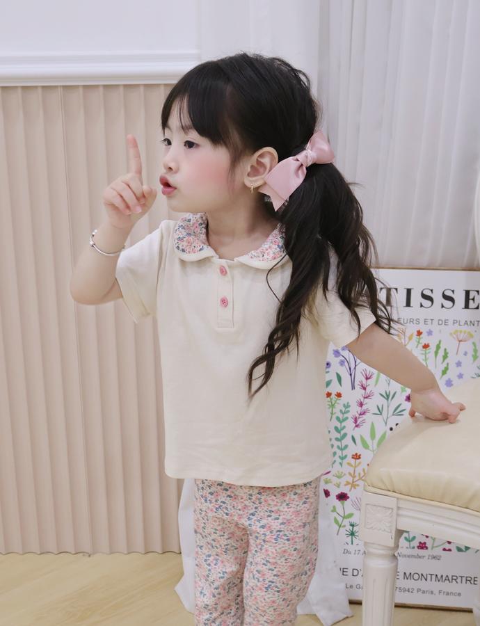 SB2378- bộ cổ sen quần dài phối cổ quần hoa