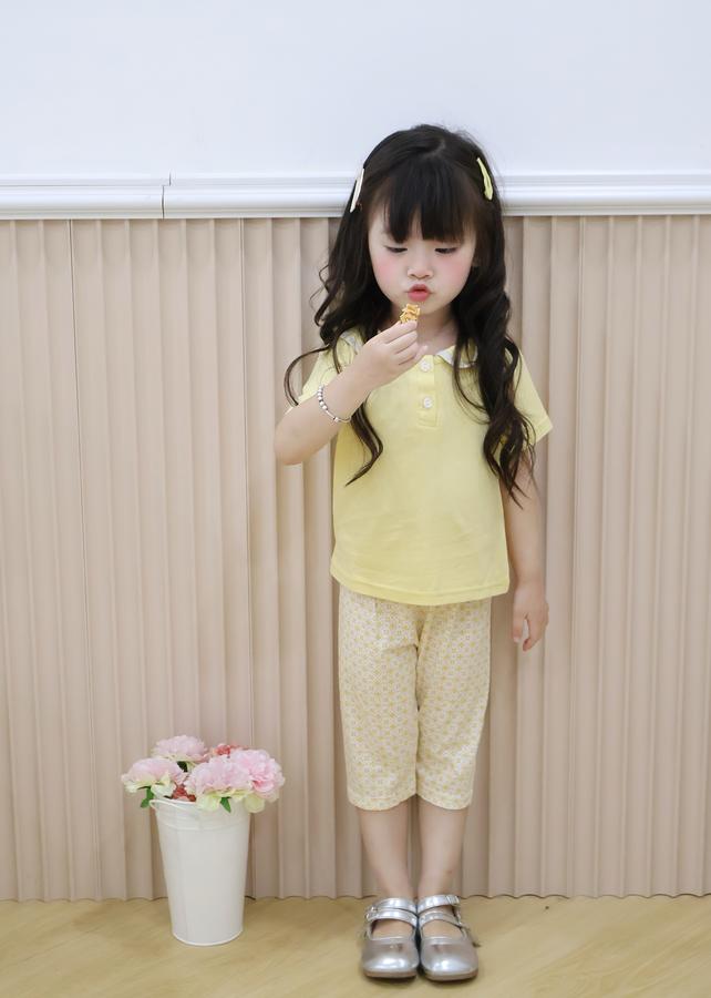 SB2105- bộc cộc cổ sen phối viền cổ, quần lửng hoa