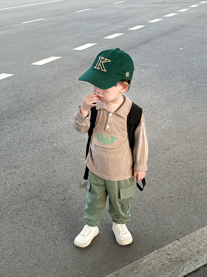 SB2385- bộ cộc có cổ dài tay in niceday dưới nẹp