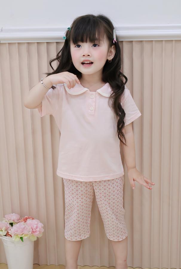 SB2105- bộc cộc cổ sen phối viền cổ, quần lửng hoa