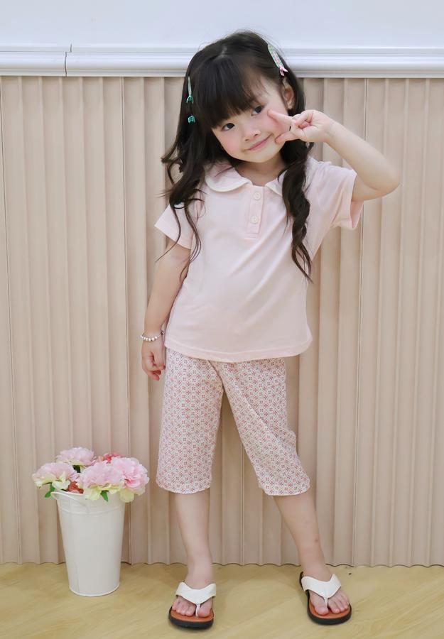 SB2105- bộc cộc cổ sen phối viền cổ, quần lửng hoa