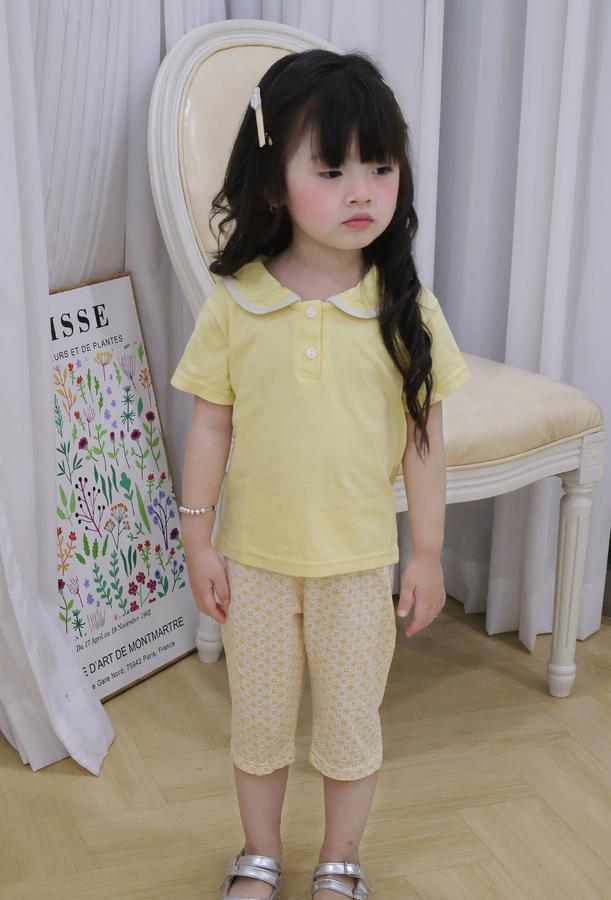 SB2105- bộc cộc cổ sen phối viền cổ, quần lửng hoa