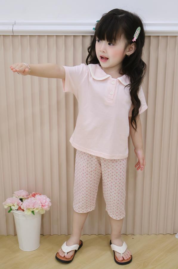 SB2105- bộc cộc cổ sen phối viền cổ, quần lửng hoa