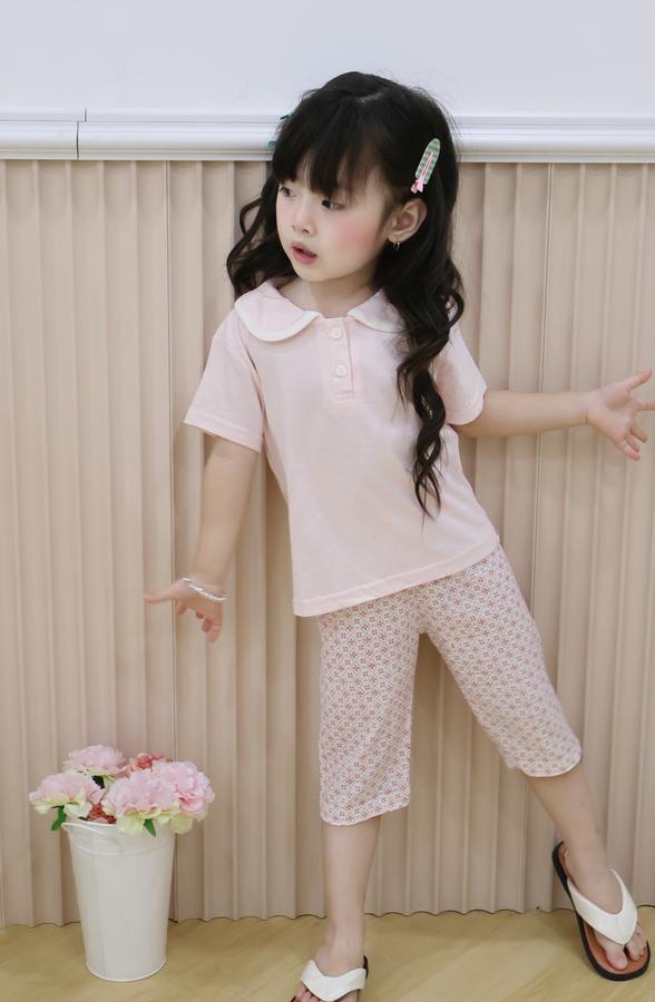 SB2105- bộc cộc cổ sen phối viền cổ, quần lửng hoa