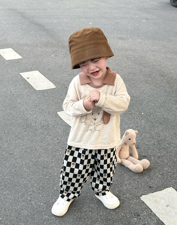 SB2391- bộ dài tay phối cổ in cũn đính tai, in chữ you are so lovely