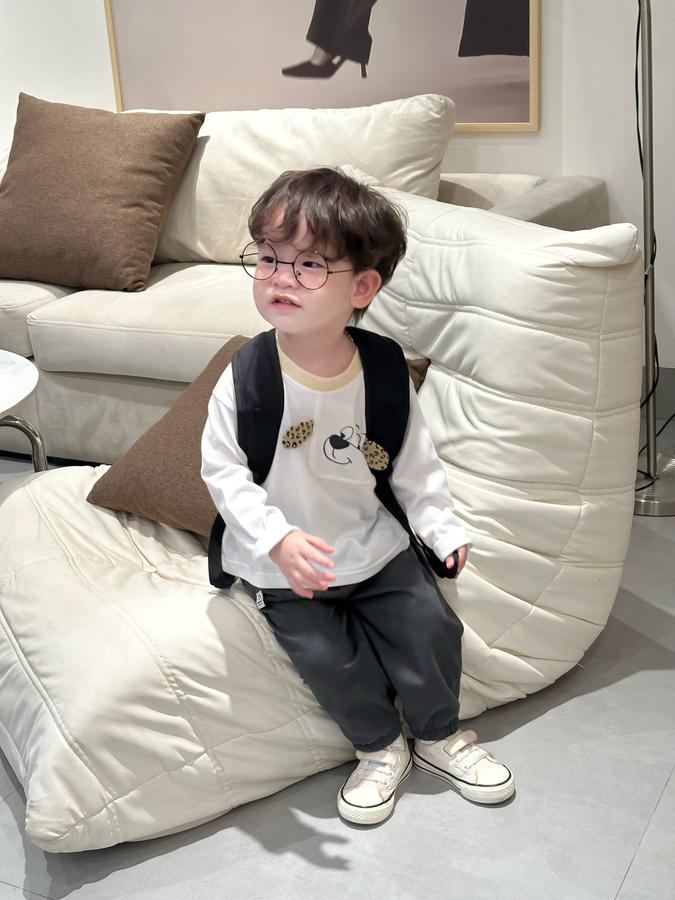 SB2410- bộ dài tay bé trai in cũn đính tai báo