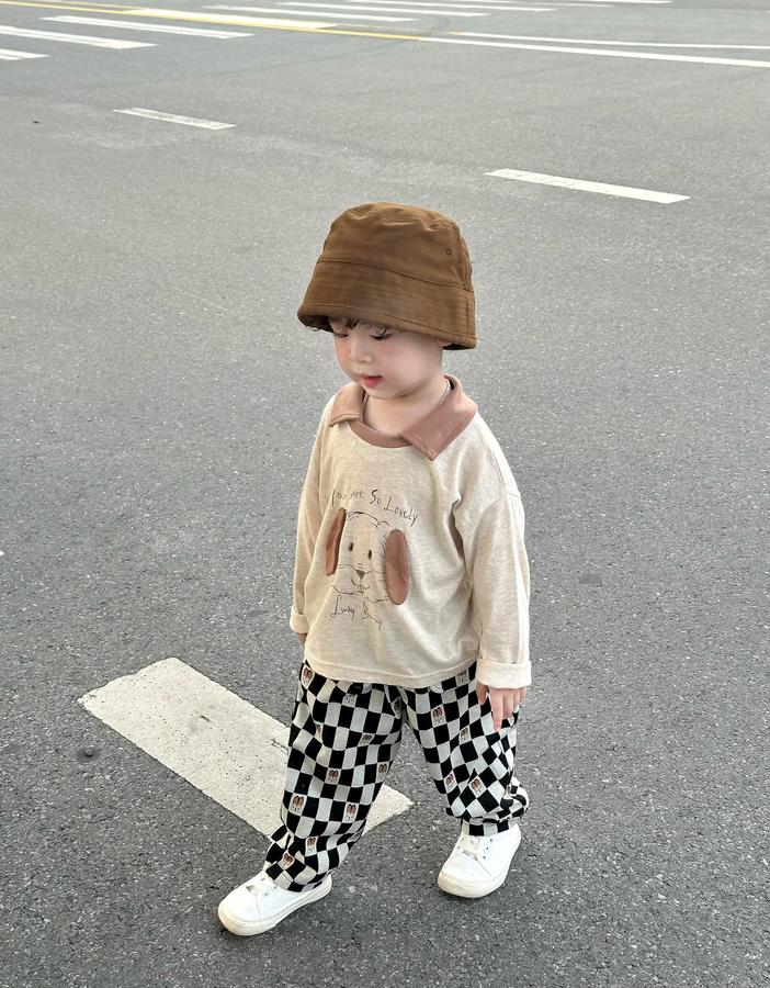 SB2391- bộ dài tay phối cổ in cũn đính tai, in chữ you are so lovely