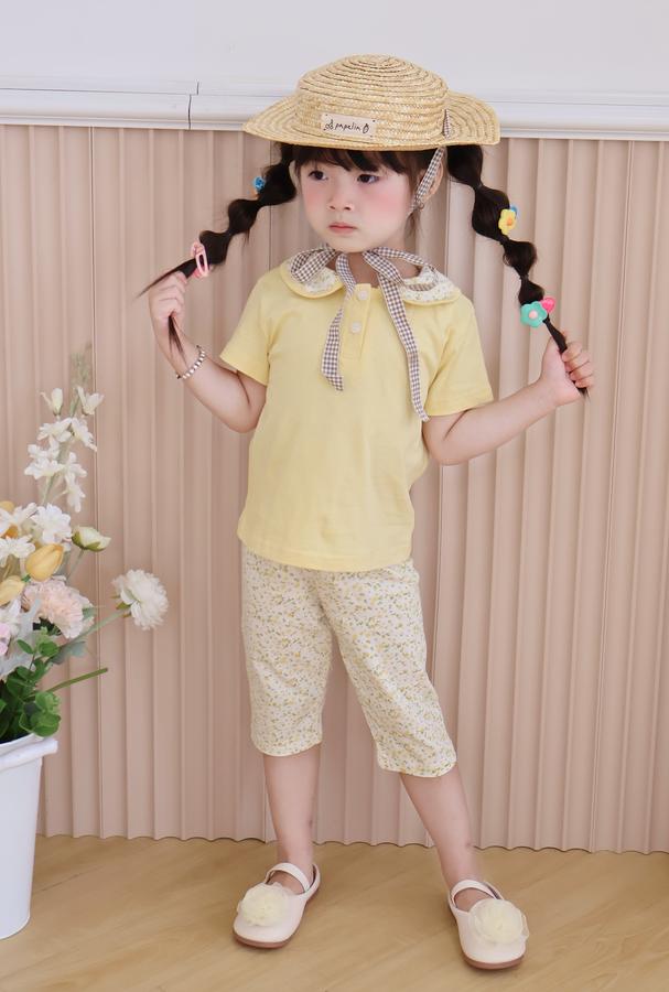 SB2378- bộ cổ sen quần dài phối cổ quần hoa
