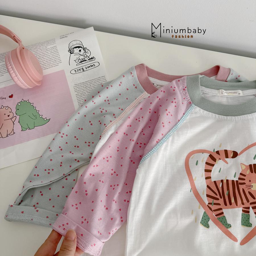 SB2103- bộ dài tay phối cổ, tay, quần in trái tim, hổ