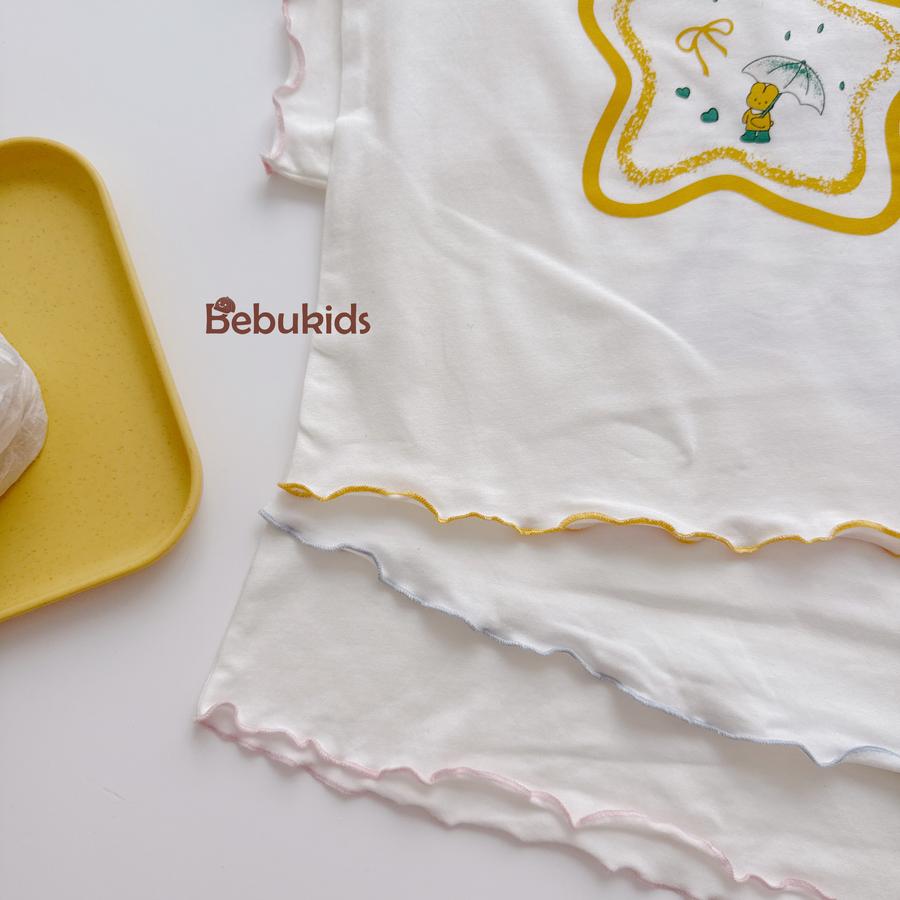 SB2450- bộ cộc tay đính sao kẻ phối quần kẻ