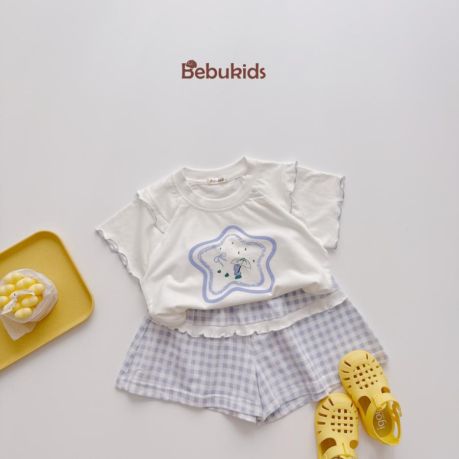 SB2450- bộ cộc tay đính sao kẻ phối quần kẻ