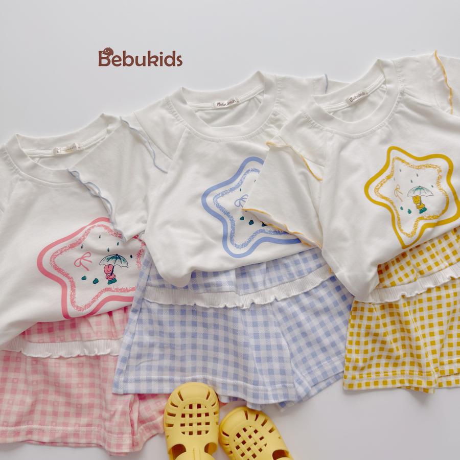 SB2450- bộ cộc tay đính sao kẻ phối quần kẻ