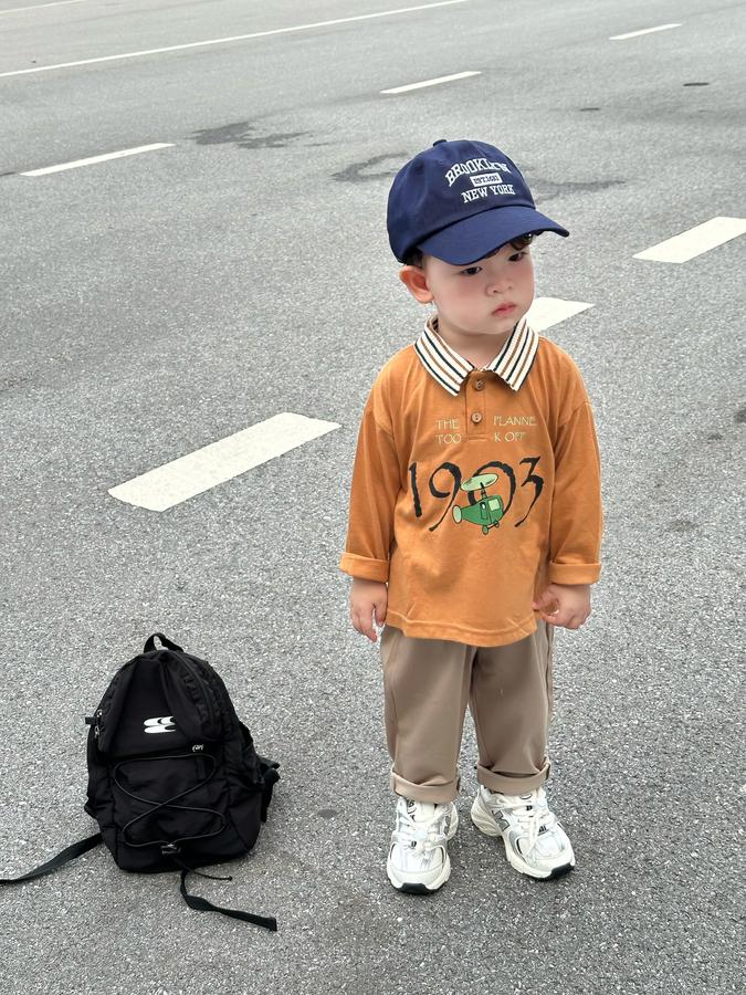 SB2040- bộ polo dài tay in 1963 cổ kẻ