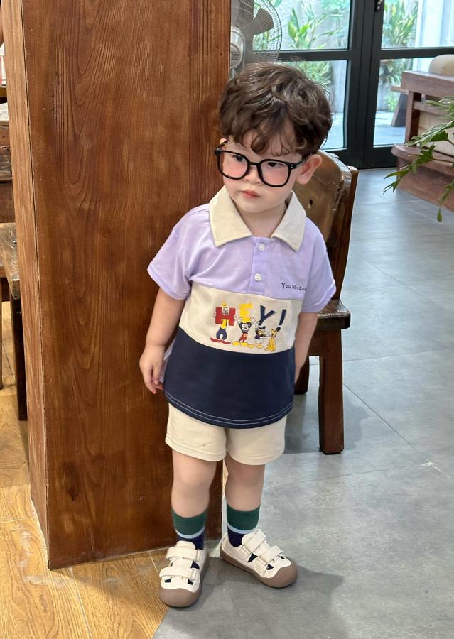 SB2255- bộ polo phối than in chuột mickey, hey