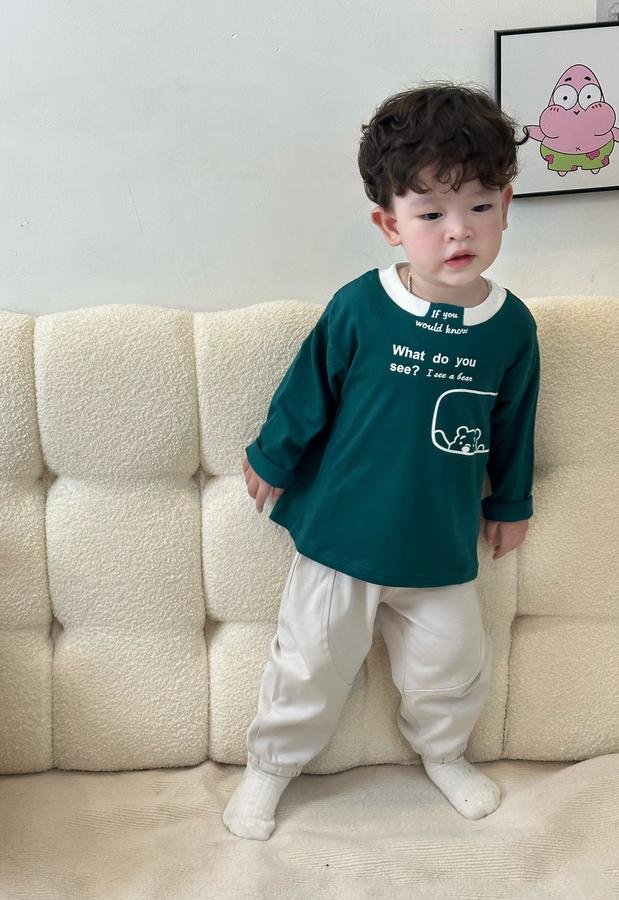 SB2045-bộ dài tay in gấu,chữ what do you see?