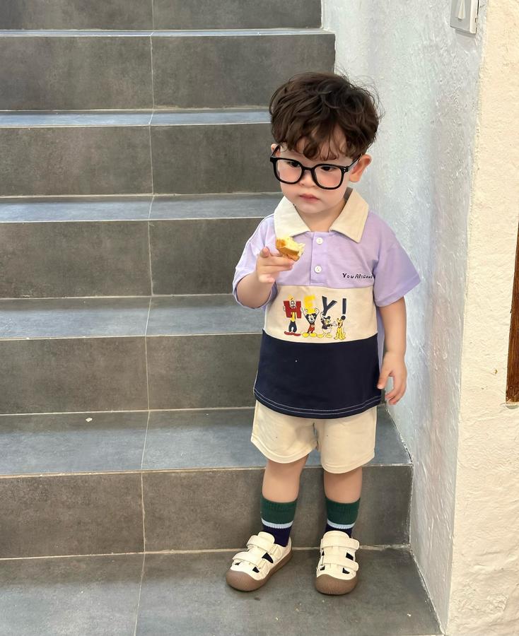 SB2255- bộ polo phối than in chuột mickey, hey