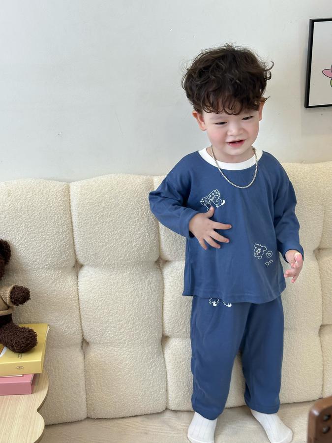 SB2148- bộ dài tay in thú quần và áo