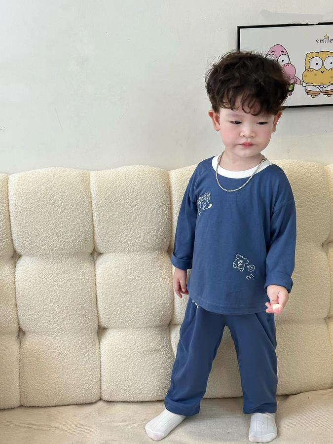 SB2148- bộ dài tay in thú quần và áo