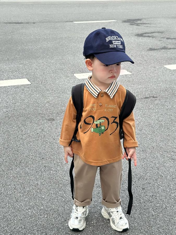 SB2040- bộ polo dài tay in 1963 cổ kẻ