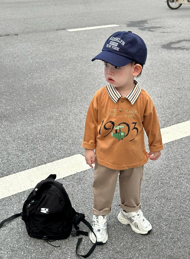 SB2040- bộ polo dài tay in 1963 cổ kẻ