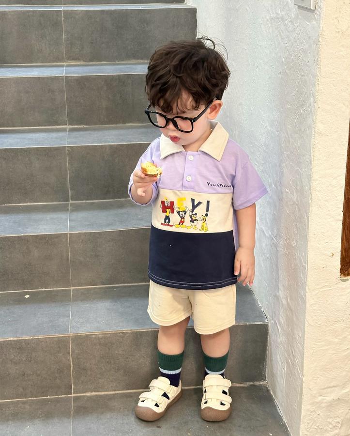 SB2255- bộ polo phối than in chuột mickey, hey