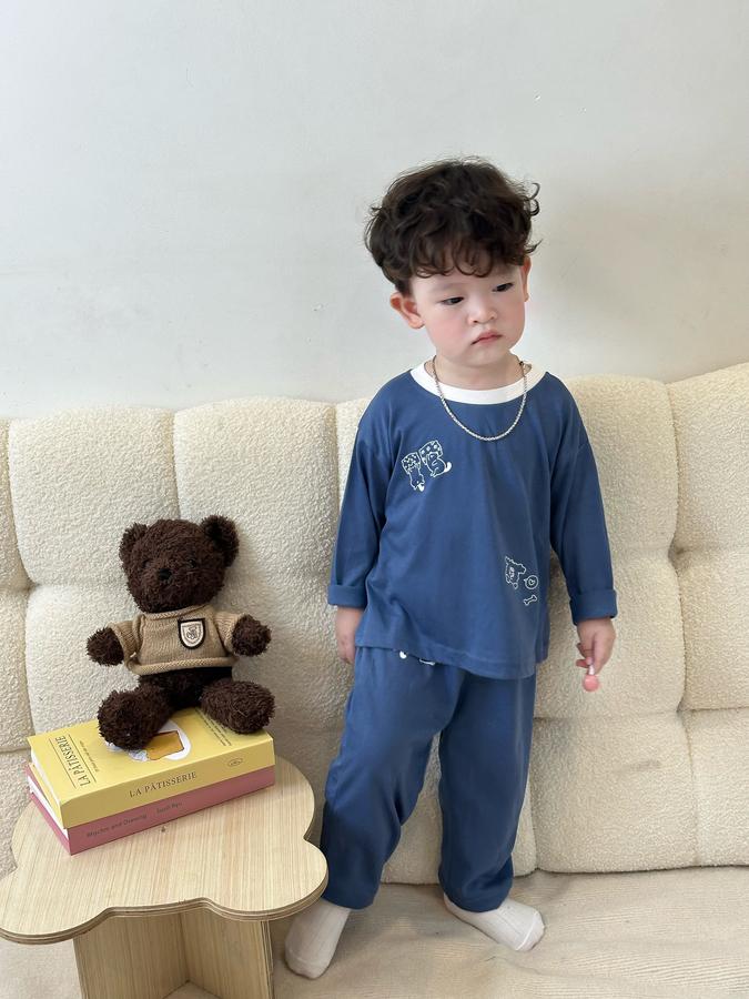 SB2148- bộ dài tay in thú quần và áo