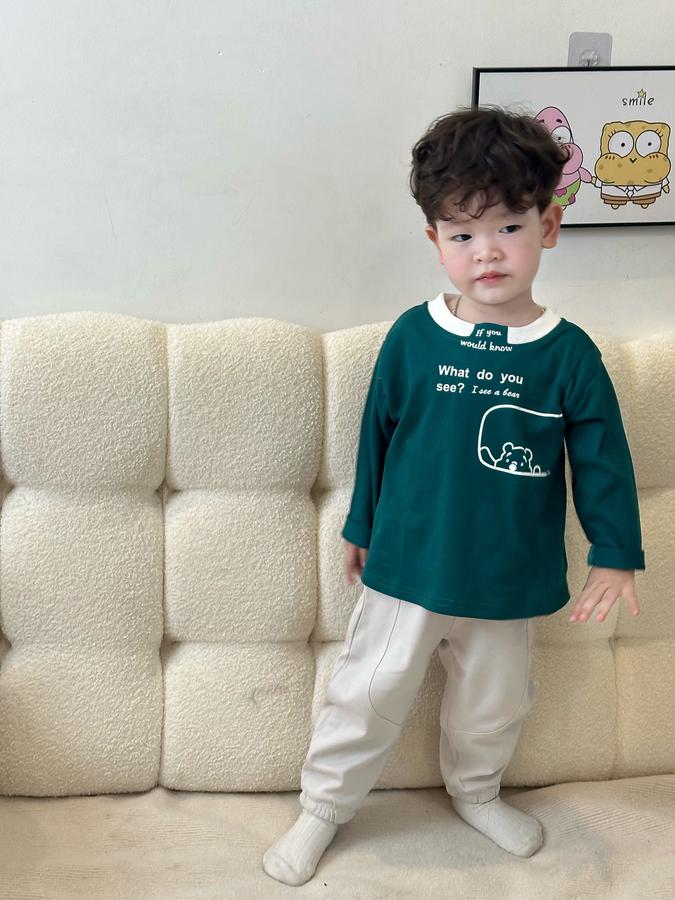 SB2045-bộ dài tay in gấu,chữ what do you see?