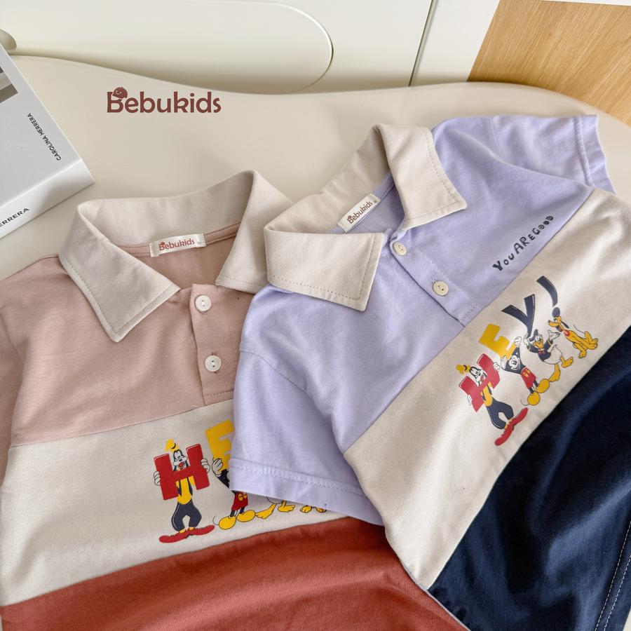 SB2255- bộ polo phối than in chuột mickey, hey