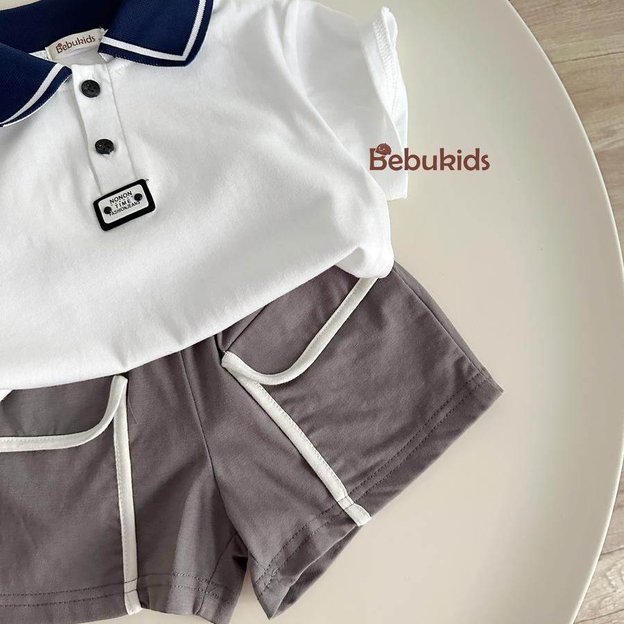 A2308- áo polo phối cổ đính logo dưới nep