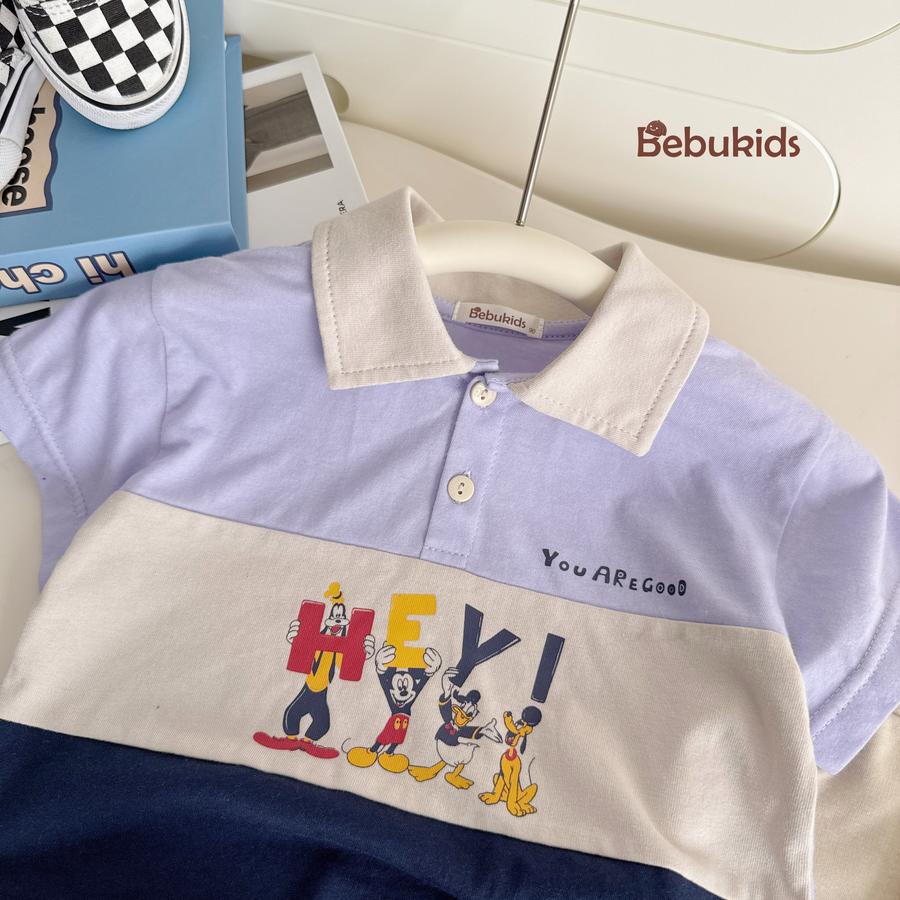 SB2255- bộ polo phối than in chuột mickey, hey