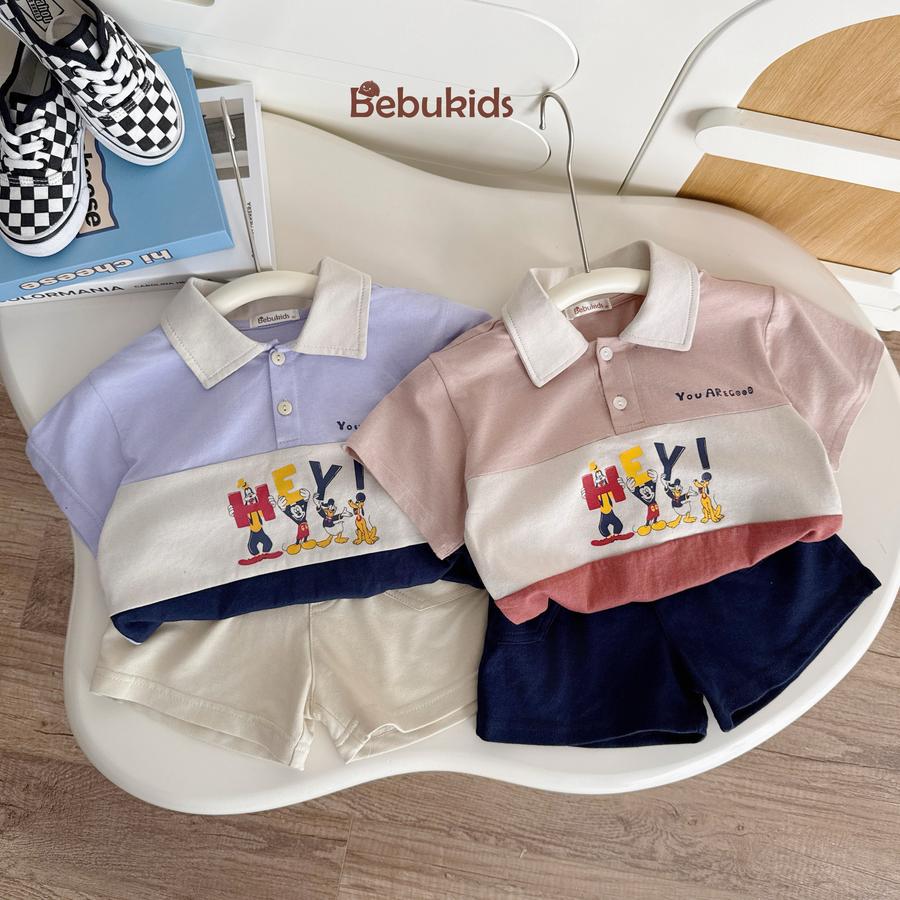 SB2255- bộ polo phối than in chuột mickey, hey