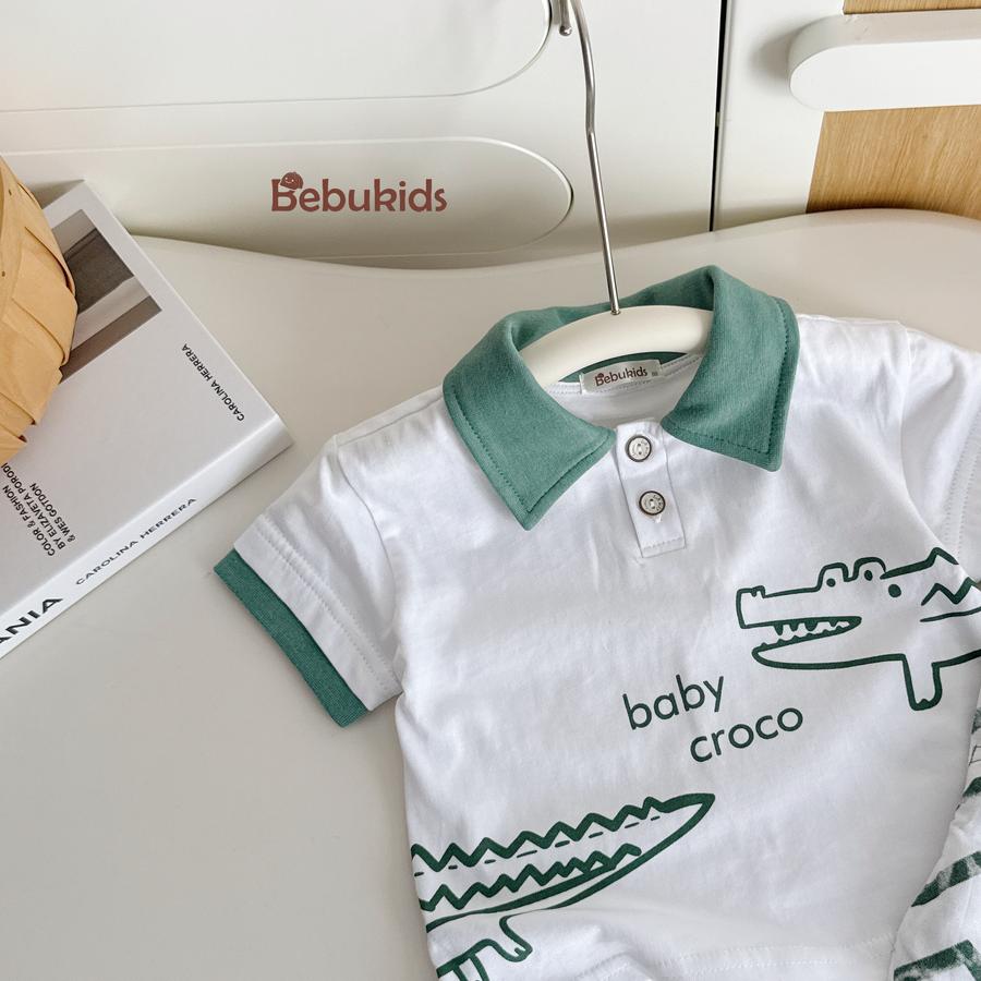 SB2130- bộ  hươu cao cổ, cá sấu phối quần sóng