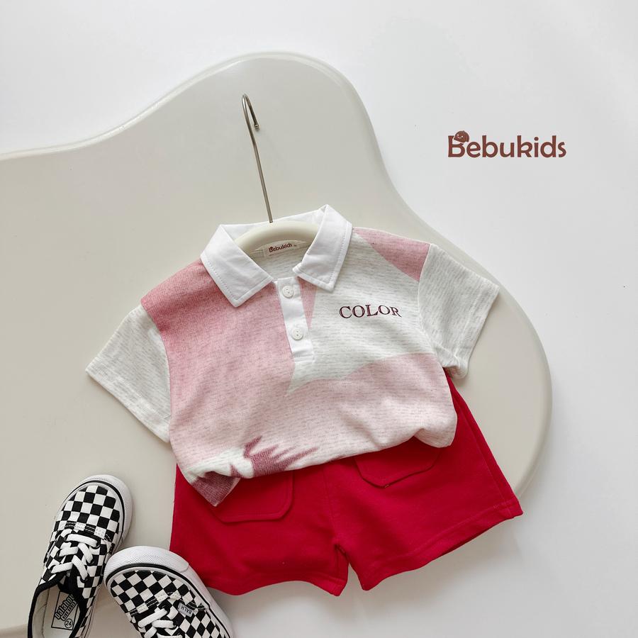 SB2246- bộ polo in seven one, good lucky đỏ