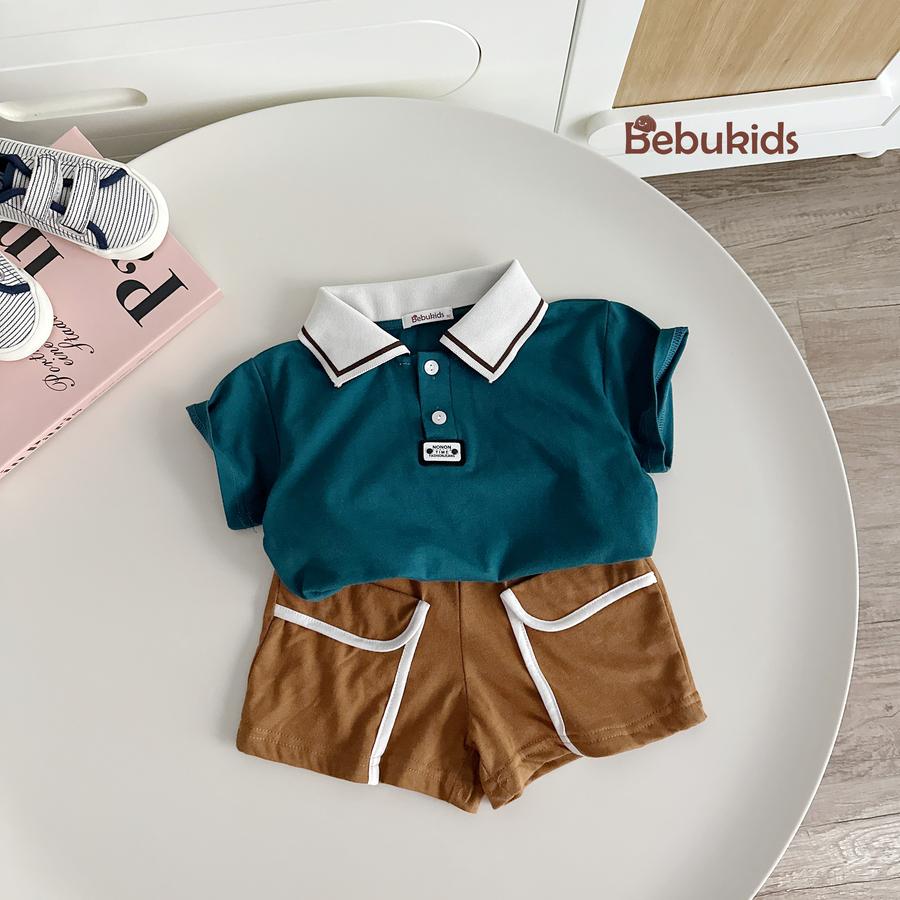 A2308- áo polo phối cổ đính logo dưới nep