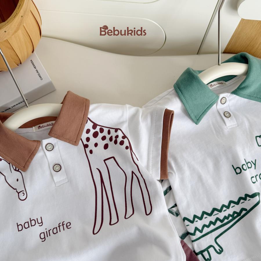 SB2130- bộ  hươu cao cổ, cá sấu phối quần sóng