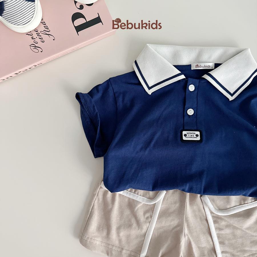 A2308- áo polo phối cổ đính logo dưới nep