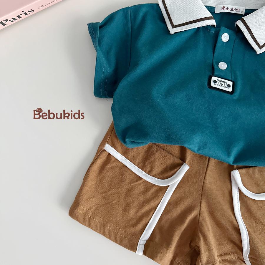 A2308- áo polo phối cổ đính logo dưới nep