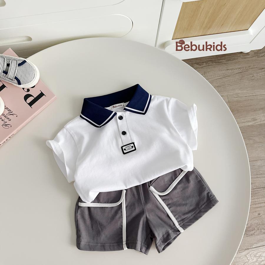 A2308- áo polo phối cổ đính logo dưới nep