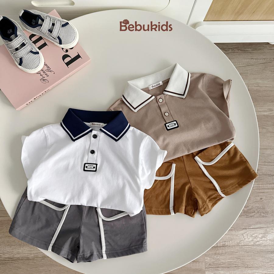 A2308- áo polo phối cổ đính logo dưới nep