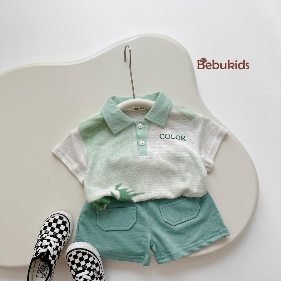 SB2246- bộ polo in seven one, good lucky xanh