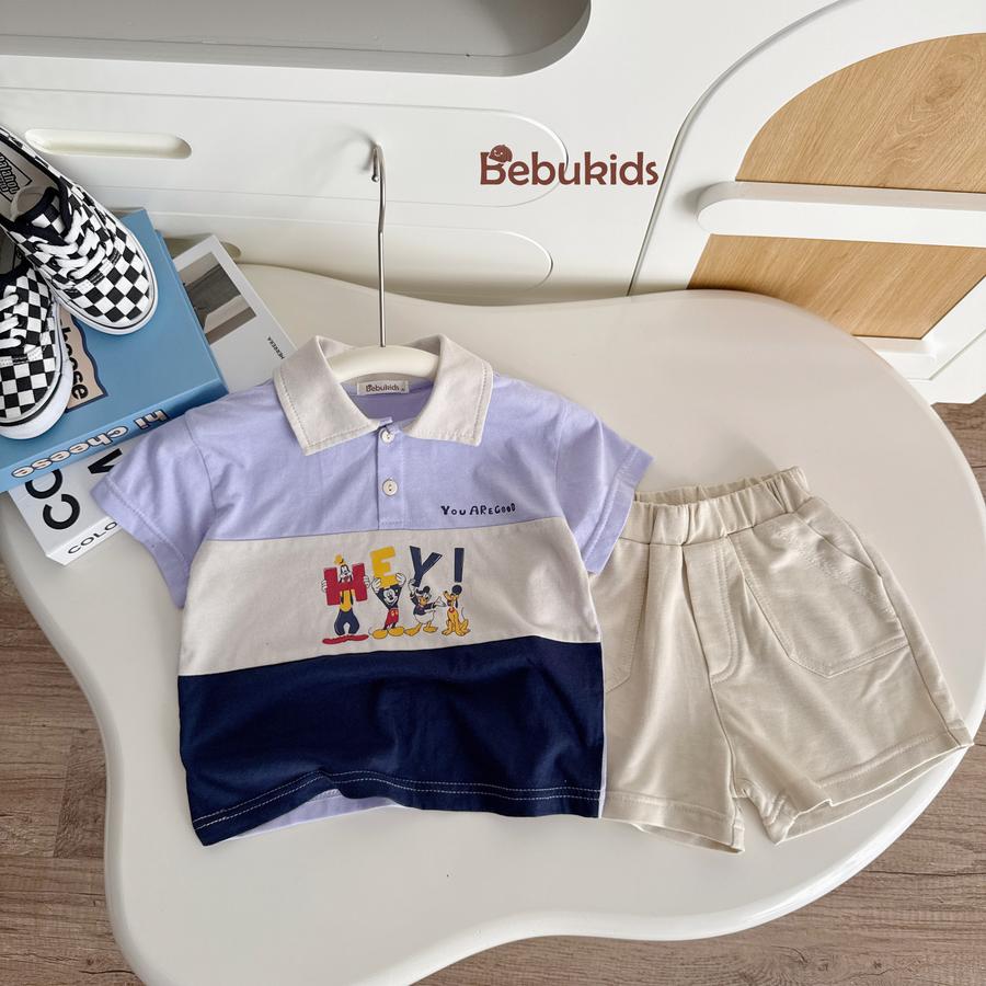 SB2255- bộ polo phối than in chuột mickey, hey