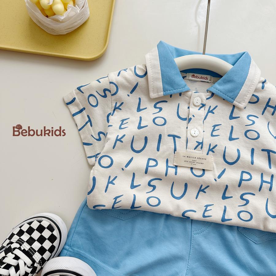 SB2235- bộ polo phối cổ thân in chữ