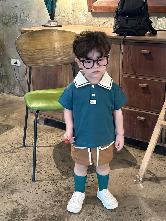 A2308- áo polo phối cổ đính logo dưới nep