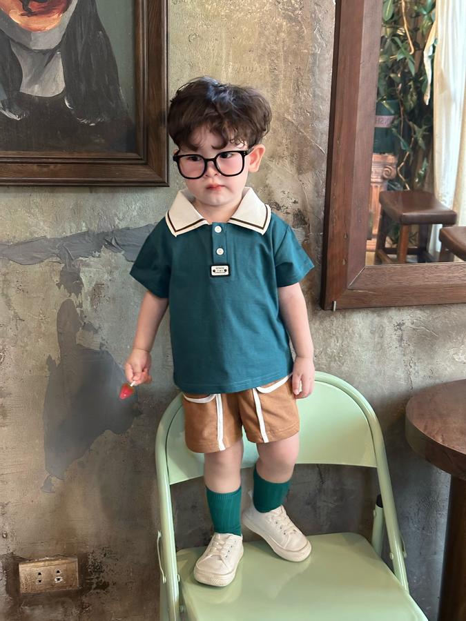 A2308- áo polo phối cổ đính logo dưới nep