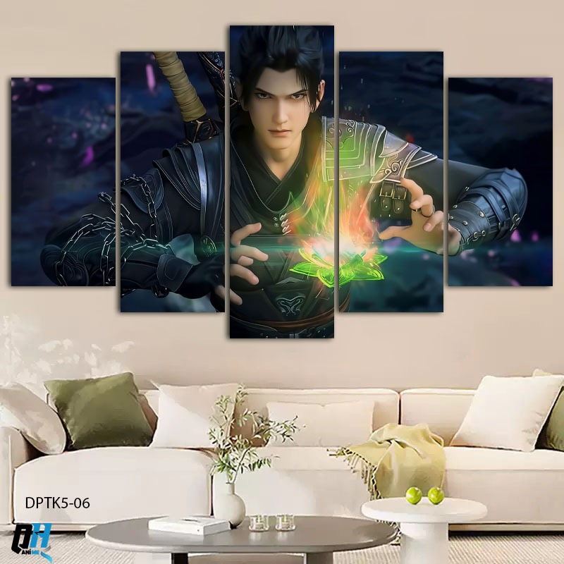 Bộ 5 Tấm Tranh Đấu Phá Thương Khung,Tráng Gương Dán Tường Fomex5mm,Decor Phòng Ngủ,Phòng Game,Phòng khách,QH Anime Decor