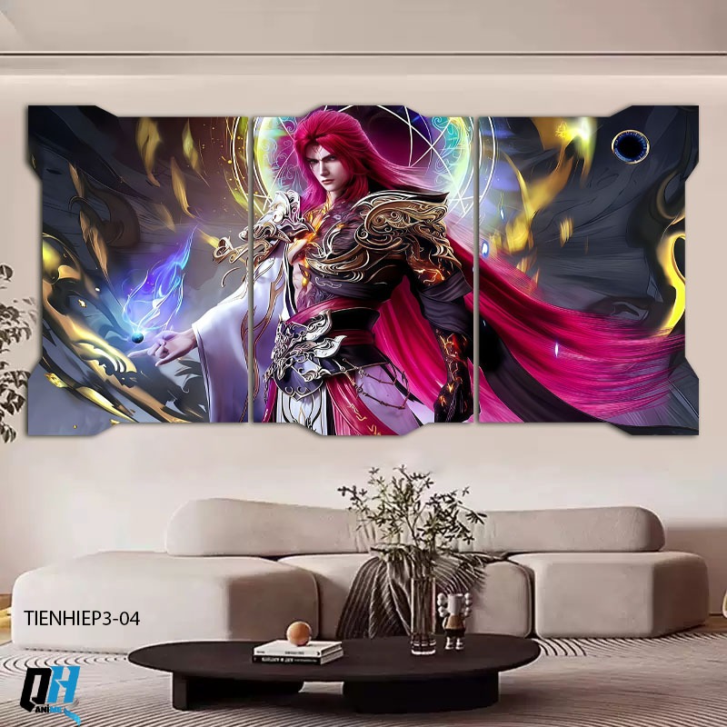 Bộ 3 Tranh Dán Tường Tiên Hiệp ,Tráng Gương Fomex 5mm,Decor Phòng Ngủ, Phòng Khách, Livestream,Quán Game, QH Anime Decor